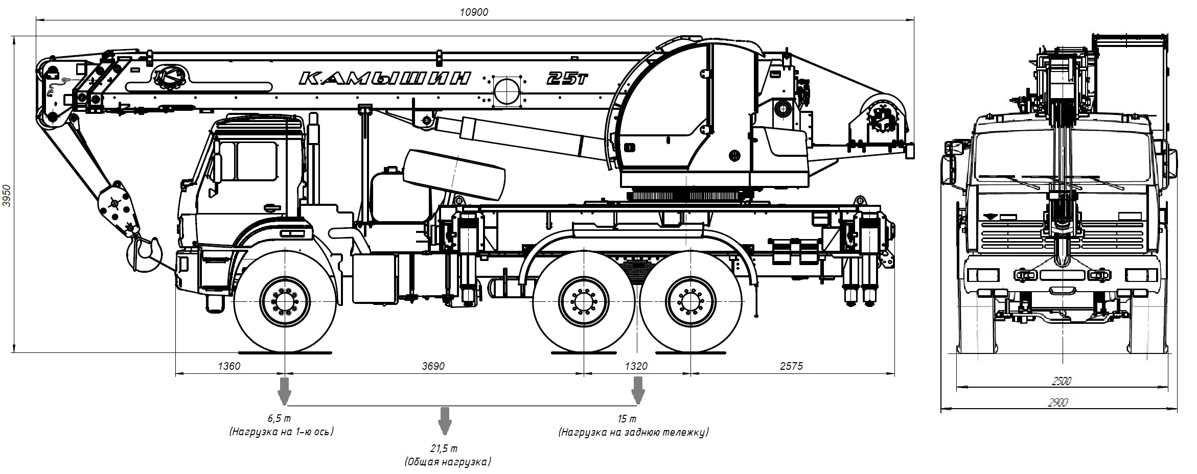 Автокран КС-5576-5-21 чертеж схема